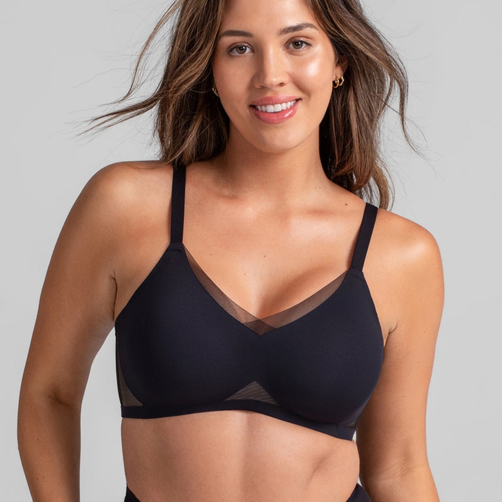 HONEYLOVE CrossOver Bra 2X Wire-free Minimalist Comfortable Classic Runway Black